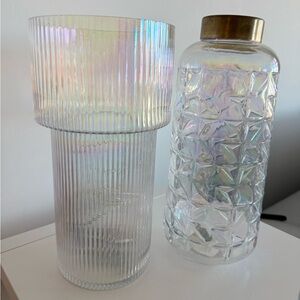 Iridescent Glass Vase and Jar Set